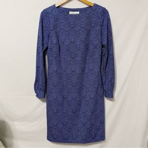 Sz 8 Elizabeth McKay Dress Long Sleeve Zigzag Black Blue
